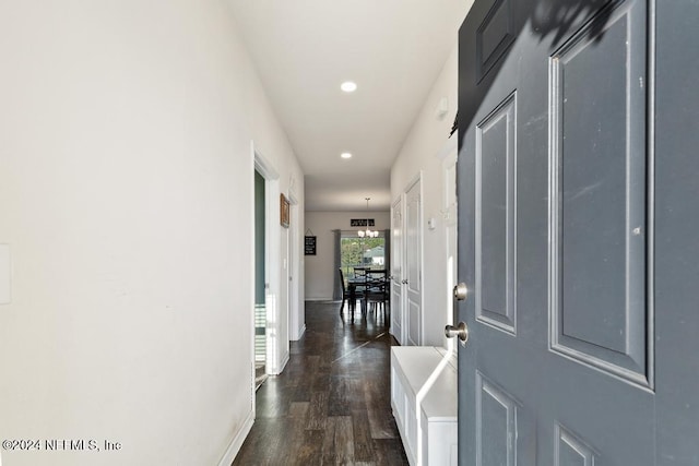 hall featuring dark hardwood / wood-style flooring