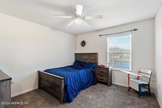 bedroom featuring carpet and ceiling fan