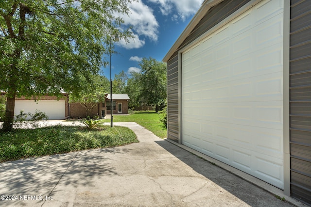 exterior space featuring a garage