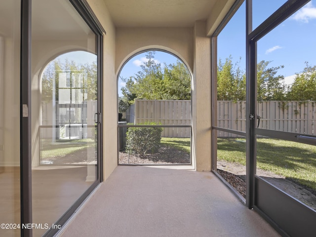 view of unfurnished sunroom