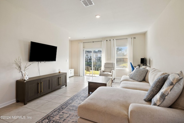 view of tiled living room