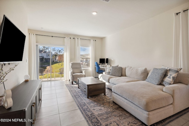 view of tiled living room