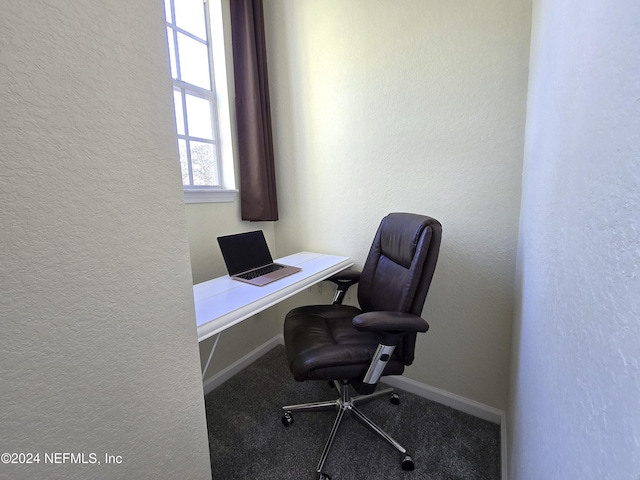 home office featuring carpet flooring