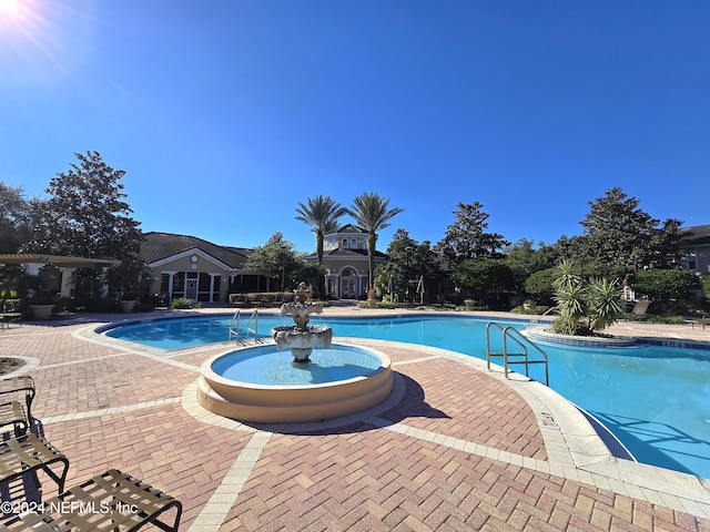 view of pool featuring a patio