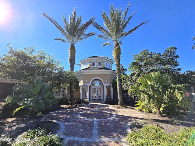 view of front facade featuring french doors