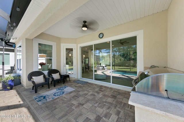 view of patio featuring area for grilling and grilling area