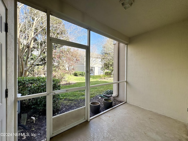 view of unfurnished sunroom