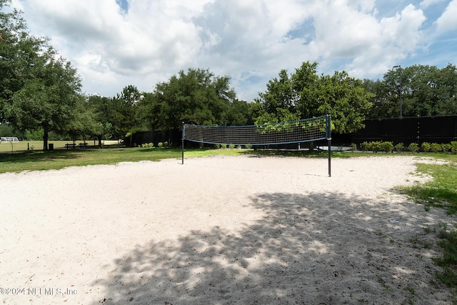 surrounding community featuring volleyball court