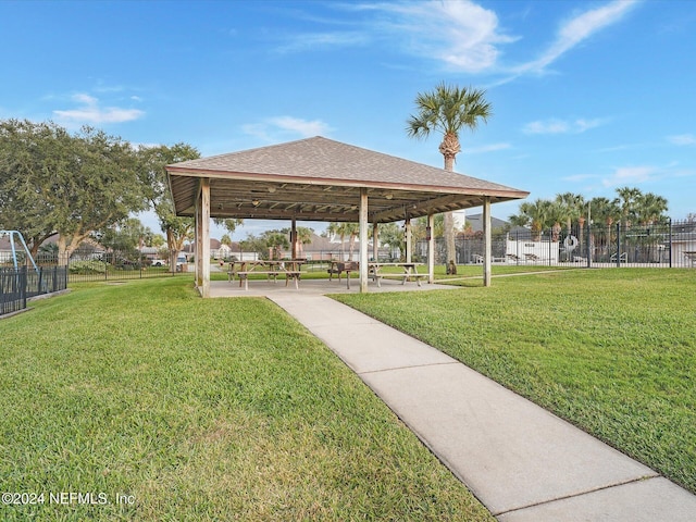 view of home's community featuring a gazebo and a lawn