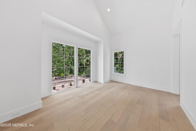 260 Autumn Tide Trl, Ponte Vedra, FL 32081 - unfurnished room with light wood-style floors, high vaulted ceiling, and recessed lighting
