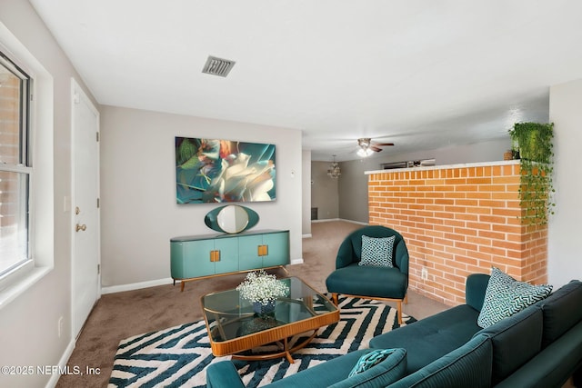 living room with carpet floors