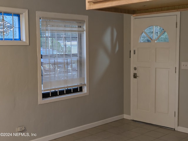 entryway featuring light tile patterned floors and plenty of natural light