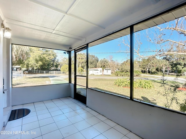 view of unfurnished sunroom