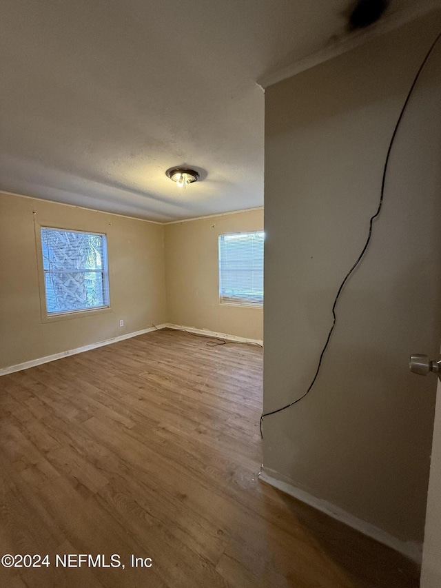 spare room with hardwood / wood-style flooring and plenty of natural light