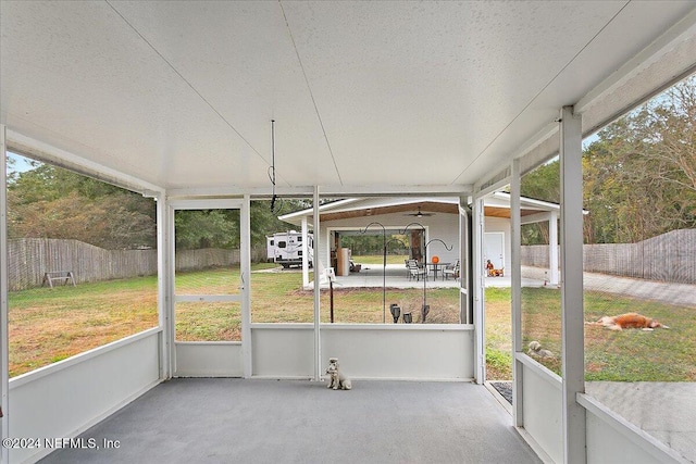 view of unfurnished sunroom