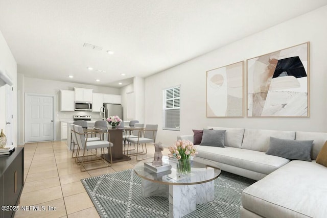 view of tiled living room