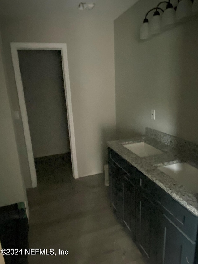 bathroom with hardwood / wood-style flooring and sink