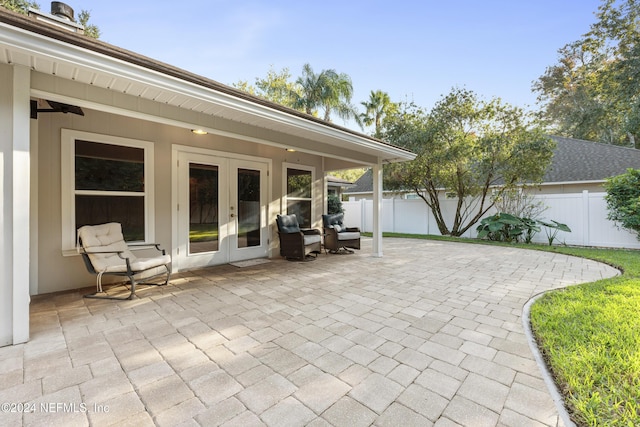 view of patio featuring french doors