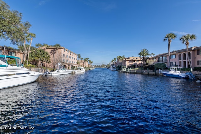 water view with a boat dock