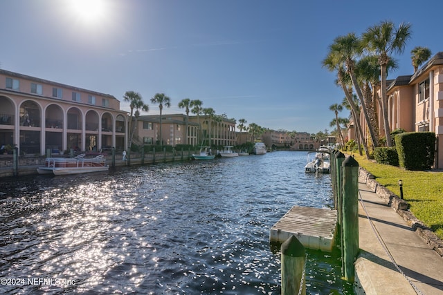 view of dock featuring a water view