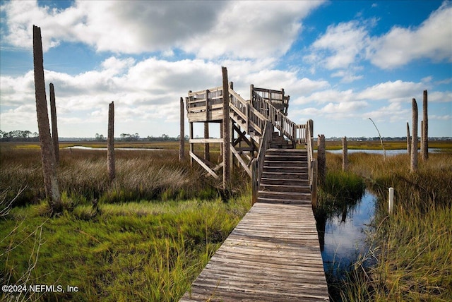 view of dock featuring a water view