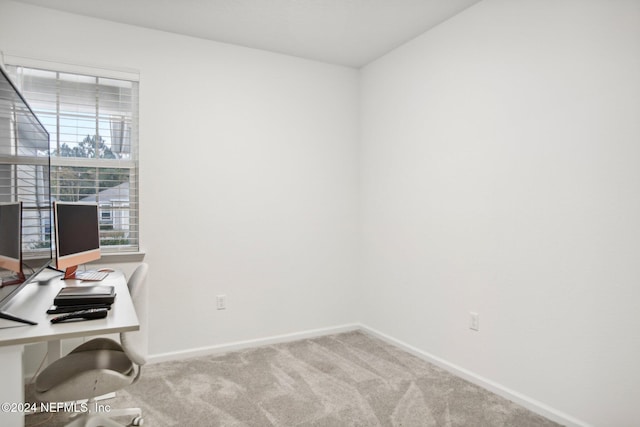 home office with light carpet and plenty of natural light