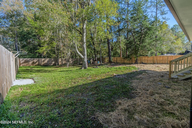 view of yard with a fenced backyard