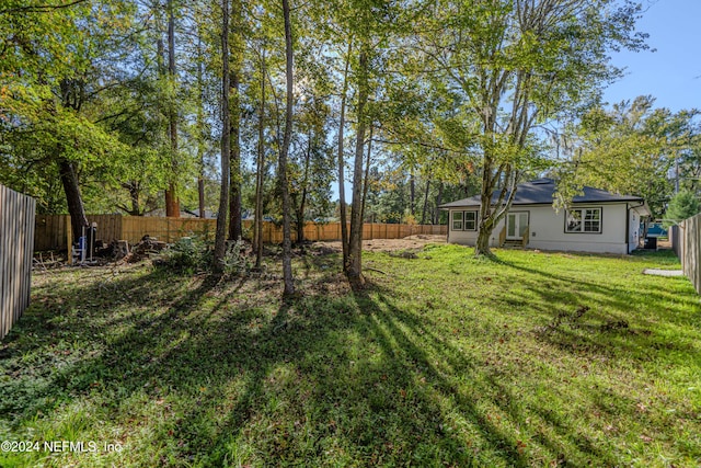 view of yard with a fenced backyard