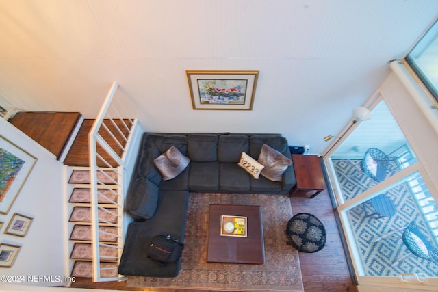 living room with hardwood / wood-style flooring