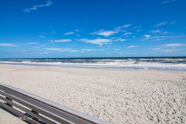 view of water feature featuring a beach view