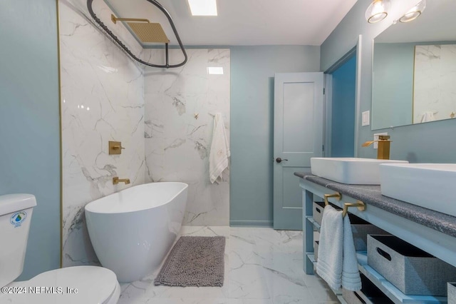 bathroom featuring vanity, toilet, and a bathtub