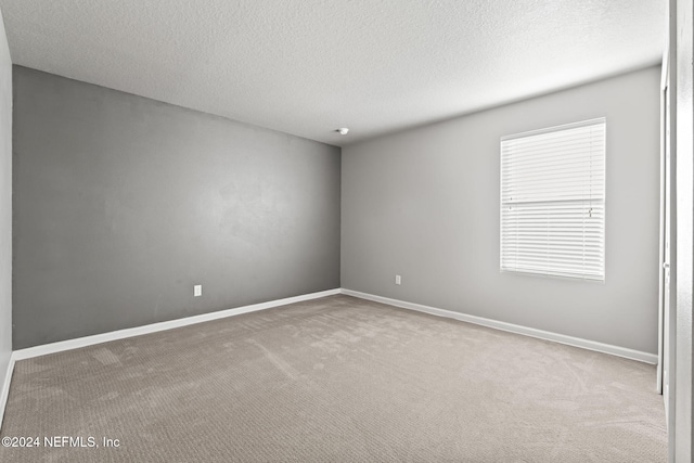 empty room with a textured ceiling and carpet floors