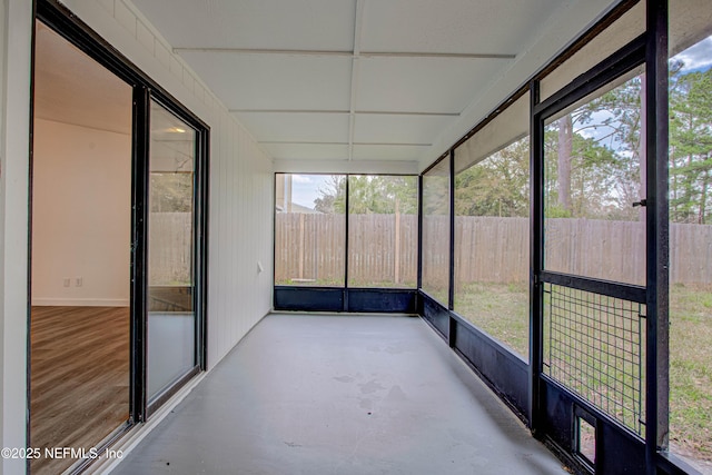 view of unfurnished sunroom