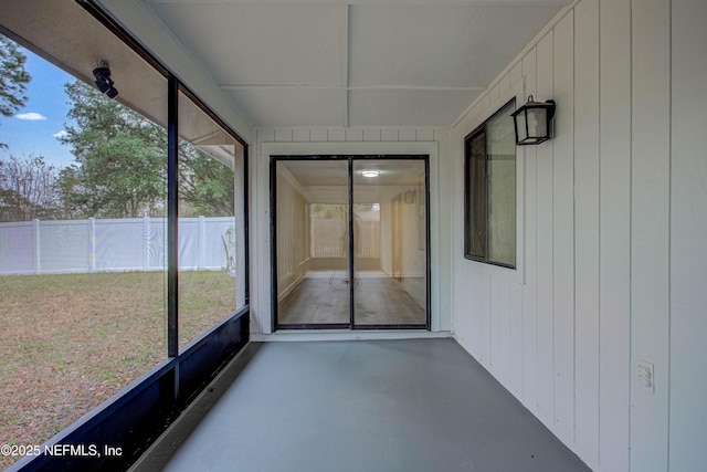 view of unfurnished sunroom