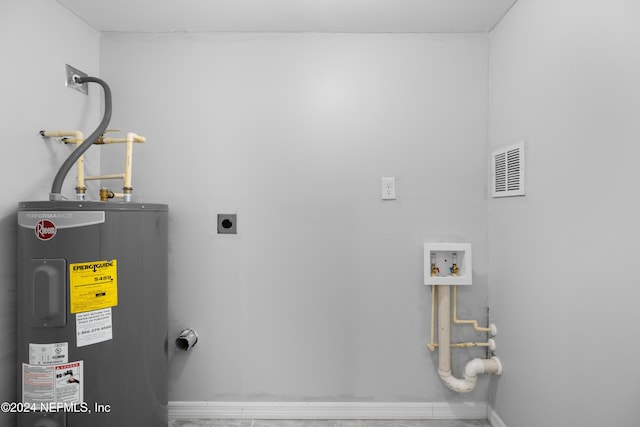 utility room featuring water heater