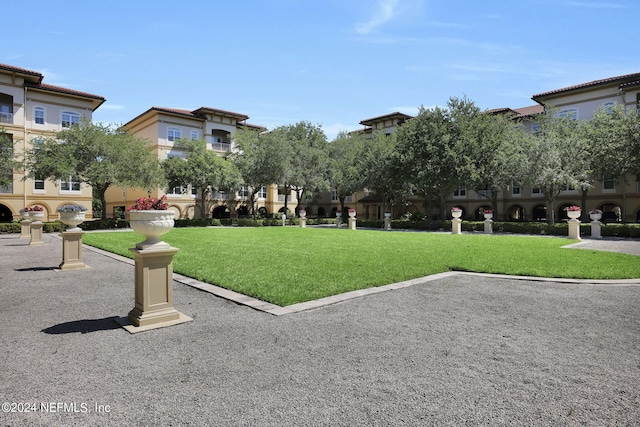 view of home's community with a lawn