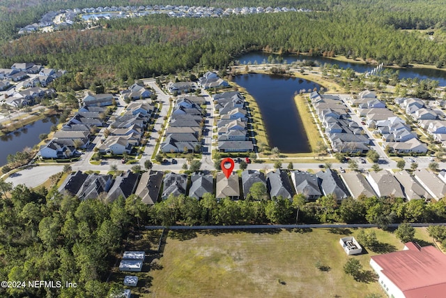 bird's eye view featuring a water view