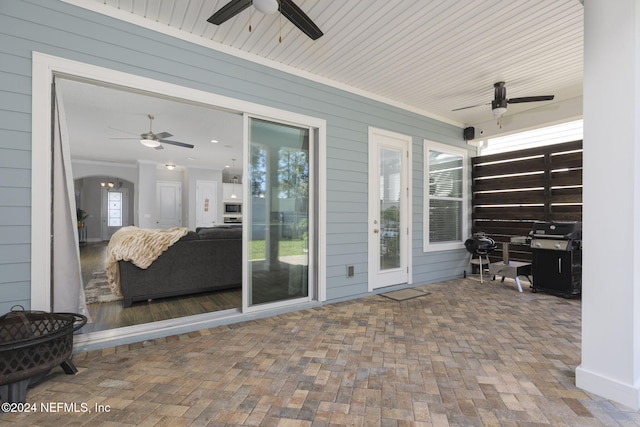 view of patio / terrace with a grill