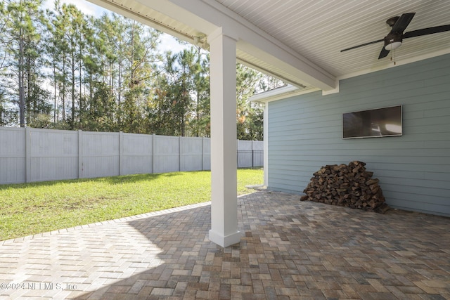 view of patio / terrace with ceiling fan