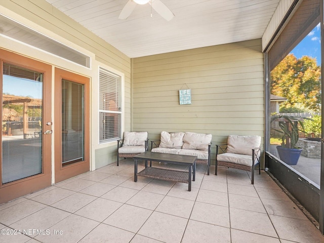 view of patio featuring outdoor lounge area and ceiling fan