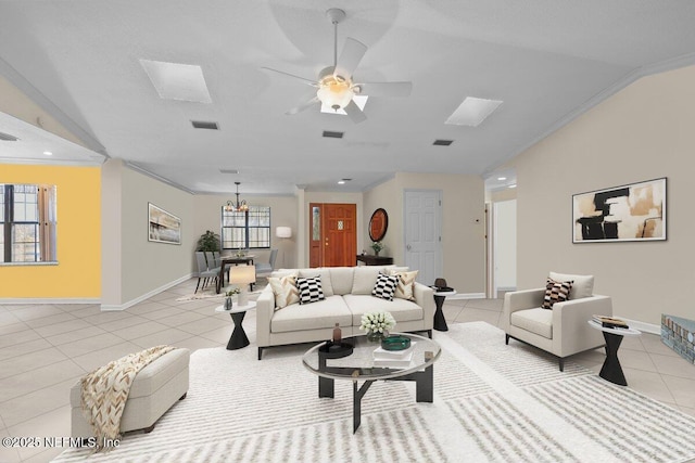 130 Jack Oak Dr, Melrose, FL 32666 - living room featuring a wealth of natural light, baseboards, visible vents, and light tile patterned floors