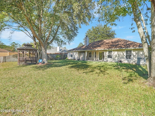 view of yard with a gazebo