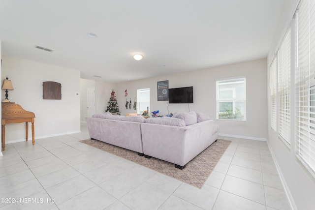 view of tiled living room