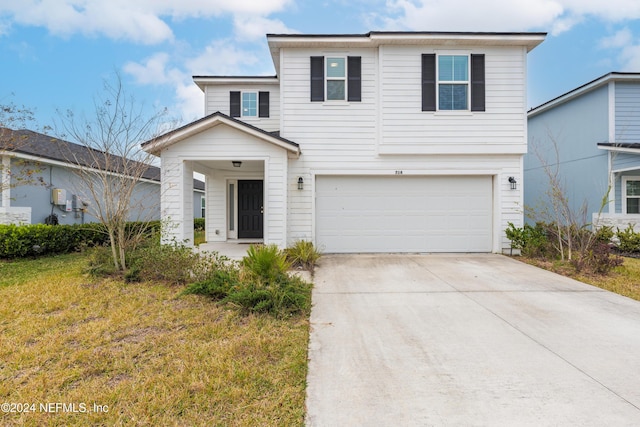 front facade with a garage