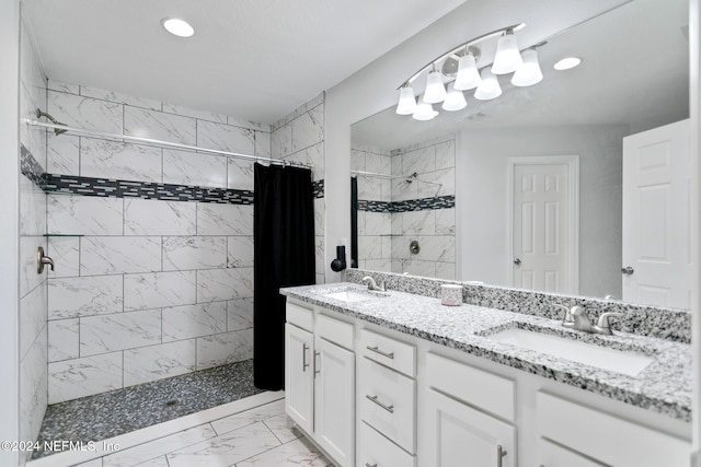 bathroom featuring vanity and walk in shower