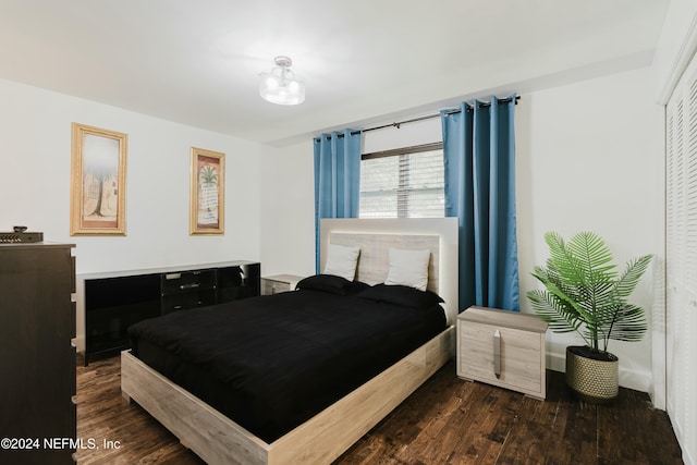 bedroom featuring dark wood-type flooring