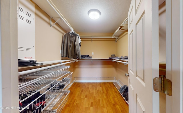 spacious closet with hardwood / wood-style floors