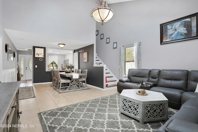 view of tiled living room