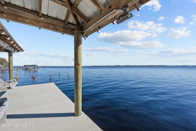 view of dock featuring a water view