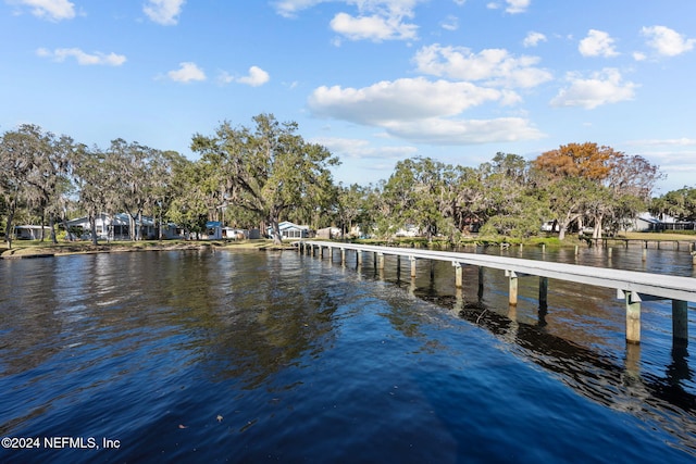 view of dock featuring a water view